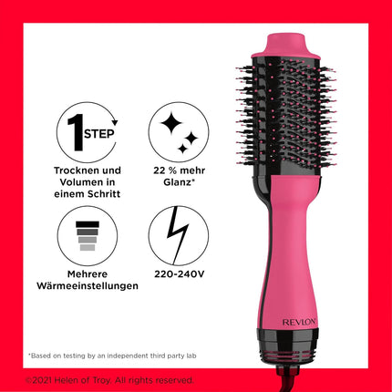 Revlon Salon One-Step Haartrockner und Volumiser Pink 2-in-1 Warmluftbürste
