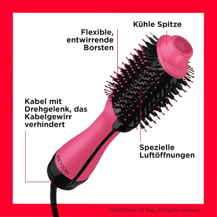 Revlon Salon One-Step Haartrockner und Volumiser Pink 2-in-1 Warmluftbürste